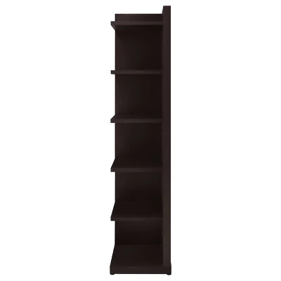 71" Modern 6 Shelf Corner Bookcase Cappuccino - Coaster 3 71" Modern 6 Shelf Corner Bookcase Cappuccino - Coaster - Image 3