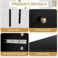 Costway Corner Computer Desk Writing Workstation Study Desk W/ 2 Drawers WhiteBlackGold 19 Costway Corner Computer Desk Writing Workstation Study Desk W/ 2 Drawers WhiteBlackGold -Officezen Shop GUEST 8cae60c6 c641 44ad 8bd4 81f5b770de89