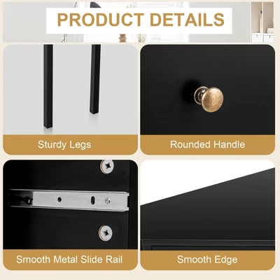 Costway Corner Computer Desk Writing Workstation Study Desk W/ 2 Drawers WhiteBlackGold 8 Costway Corner Computer Desk Writing Workstation Study Desk W/ 2 Drawers WhiteBlackGold - Image 8