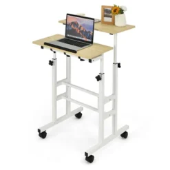 Costway Mobile Standing Desk Rolling Adjustable Laptop Cart Home Office WalnutNatural 20 Costway Mobile Standing Desk Rolling Adjustable Laptop Cart Home Office WalnutNatural -Officezen Shop GUEST 8cc6bd80 7654 4e4a 9f2a 05005c8d99a7