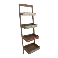 70" Wood 4 Shelf Leaning Shelf Book Shelf Brown - Olivia & May -Officezen Shop GUEST 8d238f2c 573f 447e 80b8 940c68e18011