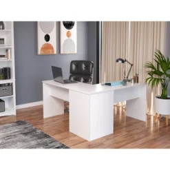 L Shaped Desk White - Prepac