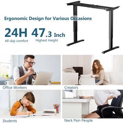 Costway Electric Adjustable Standing Up Desk Frame Dual Motor W/Controller WhiteBlackGrey 4 Costway Electric Adjustable Standing Up Desk Frame Dual Motor W/Controller WhiteBlackGrey - Image 4