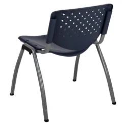 Emma And Oliver Home And Office Navy Plastic Stack Chair With Perforated Back - Guest Chair -Officezen Shop GUEST 9b31b3c7 3e01 47a3 b224 e9c358adf45c
