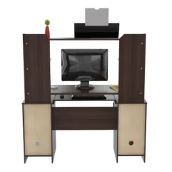 Computer Work Center With 2 Drawers And Hutch Espresso - Inval -Officezen Shop GUEST 9cd2823e e917 457a 800c 40d733b36379