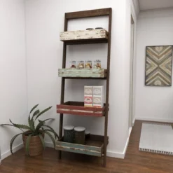 70" Wood 4 Shelf Leaning Shelf Book Shelf Brown - Olivia & May -Officezen Shop GUEST 9ee6f466 59d4 4556 bd7d c90e4cbb101e