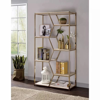 72" Otum 7 Shelf Bookcase Gold - HOMES: Inside + Out 1 72" Otum 7 Shelf Bookcase Gold - HOMES: Inside + Out