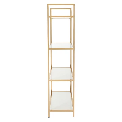 60" Alios Bookshelf White/Gold - OSP Home Furnishings 2 60" Alios Bookshelf White/Gold - OSP Home Furnishings - Image 2