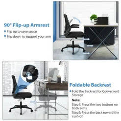 Costway Mesh Office Chair Swivel Computer Desk Chair W/Foldable Backrest & Flip-Up Arms 15 Costway Mesh Office Chair Swivel Computer Desk Chair W/Foldable Backrest & Flip-Up Arms -Officezen Shop GUEST a4735cd6 e3d0 49a8 b0ac 740498003062