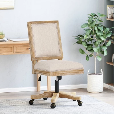 Sandine Rustic Upholstered Swivel Office Chair - Christopher Knight Home 1 Sandine Rustic Upholstered Swivel Office Chair - Christopher Knight Home