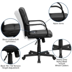 Mid-Back LeatherSoft Swivel Task Office Chair With Arms Black - Flash Furniture -Officezen Shop GUEST a8b1744b 817c 4599 bacf f08bc9f108d9