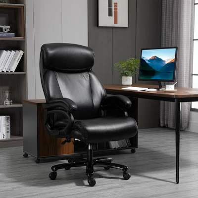 Vinsetto Big And Tall Executive Office Chair 396lbs With Wide Seat, Home High Back PU Leather Chair With Adjustable Height, Swivel Wheels 2 Vinsetto Big And Tall Executive Office Chair 396lbs With Wide Seat, Home High Back PU Leather Chair With Adjustable Height, Swivel Wheels - Image 2