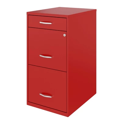 Space Solutions 18 Inch Wide Metal Organizer File Cabinet For Office Supplies And Hanging File Folders W/ Pencil Drawer & 3 File Drawers, Red 1 Space Solutions 18 Inch Wide Metal Organizer File Cabinet For Office Supplies And Hanging File Folders W/ Pencil Drawer & 3 File Drawers, Red