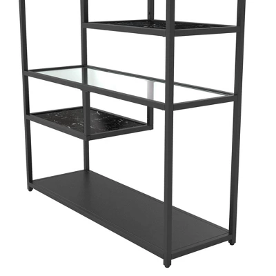 72" Eos Bookcase Etagere Marble/Glass Black - Room & Joy 4 72" Eos Bookcase Etagere Marble/Glass Black - Room & Joy - Image 4