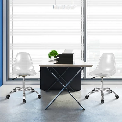 Costway Set Of 2 Rolling Acrylic Armless Desk Chair Swivel Vanity Ghost Chair Adjustable 1 Costway Set Of 2 Rolling Acrylic Armless Desk Chair Swivel Vanity Ghost Chair Adjustable