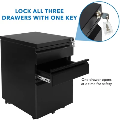 Mount-It! Mobile File Cabinet With 3 Drawers, Under Desk Rolling Storage , Black 4 Mount-It! Mobile File Cabinet With 3 Drawers, Under Desk Rolling Storage , Black - Image 4