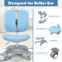 Costway Kids Study Desk Chair Adjustable Height Depth W/Sit-Brake Casters 15 Costway Kids Study Desk Chair Adjustable Height Depth W/Sit-Brake Casters -Officezen Shop GUEST b1bd0103 8a6e 440c bbb6 626c2835fed5