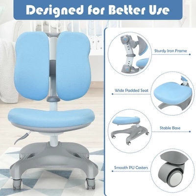 Costway Kids Study Desk Chair Adjustable Height Depth W/Sit-Brake Casters 5 Costway Kids Study Desk Chair Adjustable Height Depth W/Sit-Brake Casters - Image 5