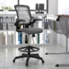 Flash Furniture Mid-Back Mesh Ergonomic Drafting Chair With Adjustable Foot Ring And Flip-Up Arms