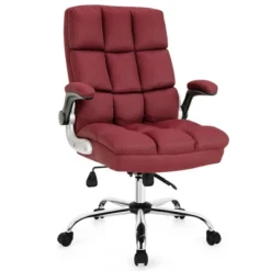 Costway High Back Big & Tall Office Chair Adjustable Swivel W/Flip-up Arm -Officezen Shop GUEST b58760c5 5b4e 4269 ab48 a9a4a56bf76d