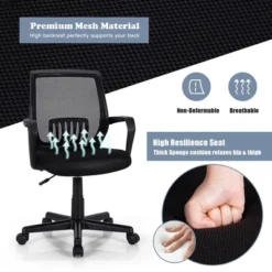 Costway Height Adjustable Mid-Back Mesh Chair Executive Chair W/ Lumbar Support -Officezen Shop GUEST b601e402 1291 4e1e 9e29 e45b0075b34f
