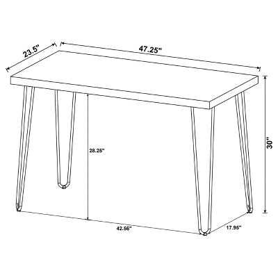 Ems Minimal Writing Desk With Hairpin Legs Salvaged Cabin - Coaster 6 Ems Minimal Writing Desk With Hairpin Legs Salvaged Cabin - Coaster - Image 6