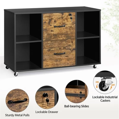 Yaheetech Vintage File Cabinet With 2 Drawers And Storage Shelves For Home, Office 3 Yaheetech Vintage File Cabinet With 2 Drawers And Storage Shelves For Home, Office - Image 3