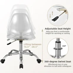 Costway Set Of 2 Rolling Acrylic Armless Desk Chair Swivel Vanity Ghost Chair Adjustable 15 Costway Set Of 2 Rolling Acrylic Armless Desk Chair Swivel Vanity Ghost Chair Adjustable -Officezen Shop GUEST c4931a25 c65a 44a2 9451 fa66d29c39dc