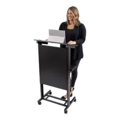Stand Up Desk Store Mobile Adjustable Height Rolling Lectern Podium With Heavy Duty Steel Frame -Officezen Shop GUEST c6662efb e111 438f 8acb b3eef68c3570