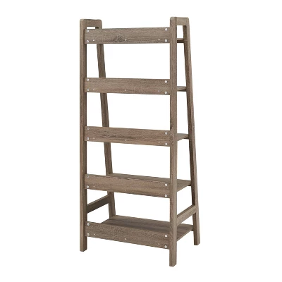 60.13" 5 Shelf Bookshelf Gray - Linon 3 60.13" 5 Shelf Bookshelf Gray - Linon - Image 3