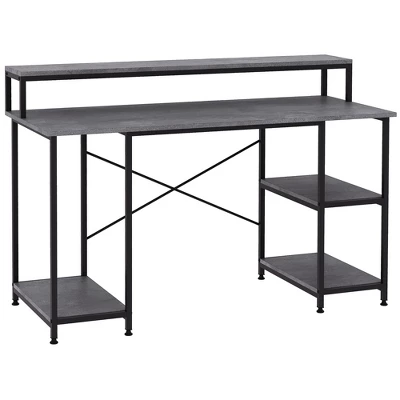 HOMCOM 55 Inch Home Office Computer Desk Study Writing Workstation With Storage Shelves, Elevated Monitor Shelf, CPU Stand 6 HOMCOM 55 Inch Home Office Computer Desk Study Writing Workstation With Storage Shelves, Elevated Monitor Shelf, CPU Stand - Image 6