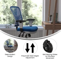 Flash Furniture Nicholas Mid-Back Multifunction Executive Swivel Ergonomic Office Chair With Adjustable Arms And Transparent Roller Wheels -Officezen Shop GUEST ce47e34d fca8 4fff 82c9 17f71f0feb60