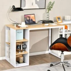 Tangkula Home Office Computer Desk Laptop Table Writing Workstation W/ 5 Cubbies