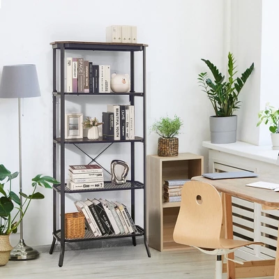 Costway 5 Tier Bookshelf Standing Storage Shelf Unit For Kitchen Living Room Office 3 Costway 5 Tier Bookshelf Standing Storage Shelf Unit For Kitchen Living Room Office - Image 3