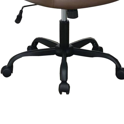 Curved Arms And Leatherette Upholstery Office Chair Brown - Benzara 3 Curved Arms And Leatherette Upholstery Office Chair Brown - Benzara - Image 3