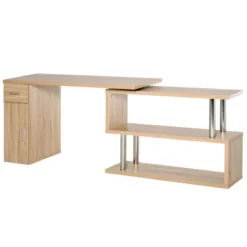 HOMCOM L-Shaped Rotating Computer Desk Home Office Study Workstation With Storage Shelves, Cabinet And Drawer For Home & Office -Officezen Shop GUEST db214b60 35d7 4482 aca5 e3affd187af0