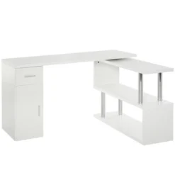 HOMCOM L-Shaped Rotating Computer Desk Home Office Study Workstation With Storage Shelves, Cabinet And Drawer For Home & Office -Officezen Shop GUEST dbd04d6f 9f33 4fdf bcaf aa255736b87c
