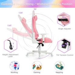 Costway Gaming Chair Racing Style Adjustable Swivel Computer Office Chair Pink 15 Costway Gaming Chair Racing Style Adjustable Swivel Computer Office Chair Pink -Officezen Shop GUEST dc4bc597 2d7d 4d20 a658 009c19ed985c