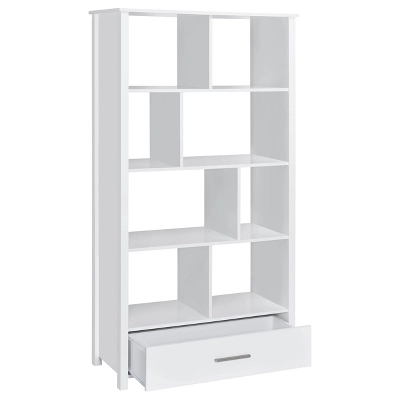 Dylan 8 Shelf Bookcase With Storage Drawer - Coaster 2 Dylan 8 Shelf Bookcase With Storage Drawer - Coaster - Image 2