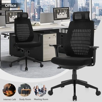 Costway High Back Mesh Office Chair Swivel Reclining Task Chair W/Clothes Hanger 4 Costway High Back Mesh Office Chair Swivel Reclining Task Chair W/Clothes Hanger - Image 4