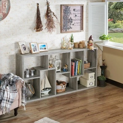 70.98" Crusiton Versatile Bookcase Vintage Gray Oak - MiBasics 3 70.98" Crusiton Versatile Bookcase Vintage Gray Oak - MiBasics - Image 3