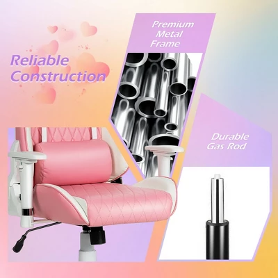 Costway Gaming Chair Racing Style Adjustable Swivel Computer Office Chair Pink 6 Costway Gaming Chair Racing Style Adjustable Swivel Computer Office Chair Pink - Image 6