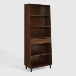 72.5" Mid-Century Modern 1 Drawer Angled Bookshelf - Saracina Home 22 72.5" Mid-Century Modern 1 Drawer Angled Bookshelf - Saracina Home -Officezen Shop GUEST dee13ed8 b5a6 4b0f 873d 91d8d823c6c3
