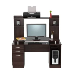 Computer Work Center With 2 Drawers And Hutch Espresso - Inval -Officezen Shop GUEST e3deb64e 912f 4ff5 bc54 156ebb88e628