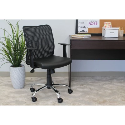 Fixed Arm Budget Mesh Task Chair Black - Boss Office Products 1 Fixed Arm Budget Mesh Task Chair Black - Boss Office Products