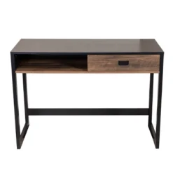 Oslo Contemporary Studio Workstation Desk With Drawer Black/Brown - Danya B. -Officezen Shop GUEST e46928a6 02b5 4f6d bf9a 22cb3e3a6537