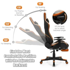 Costway Gaming Chair Reclining Racing Chair With Massage Lumbar Support &Footrest Orange -Officezen Shop GUEST e5dc1054 e15f 439a 9887 0b495aa6abca