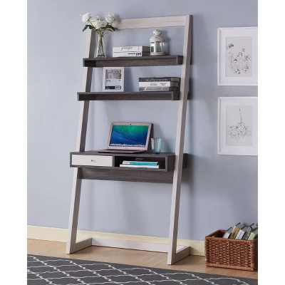 Holten 2 Open Shelves Leaning Desk White Oak/Distressed Gray - MiBasics 1 Holten 2 Open Shelves Leaning Desk White Oak/Distressed Gray - MiBasics