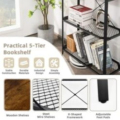 Costway 5 Tier Bookshelf Standing Storage Shelf Unit For Kitchen Living Room Office 16 Costway 5 Tier Bookshelf Standing Storage Shelf Unit For Kitchen Living Room Office -Officezen Shop GUEST e9c8b999 0805 41f5 819d f52d4ba39510