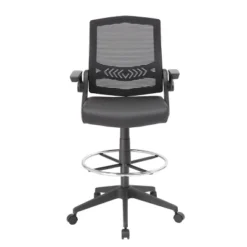 Officezen Shop 32 Drafting Stool With Flip Arms Mesh Black - Boss Office Products
